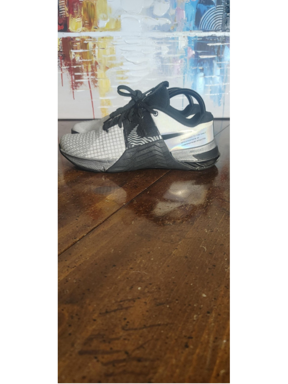 Nike Metcon 8 Shoes Womens Size 8.5 Silver Black Training Sneakers DQ4681-100